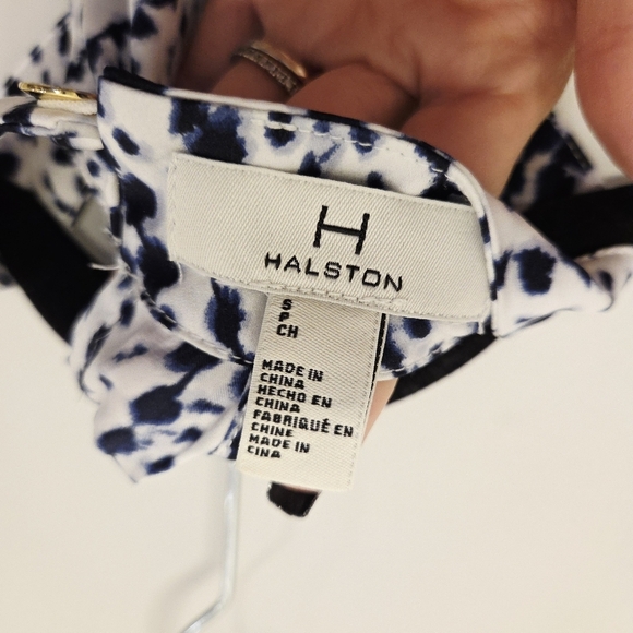 Halston Halter Neck Navy And White Sleeveless Top Size Small - Picture 5 of 7